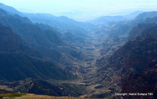 View from Dana and its adjacent valley in Jordan