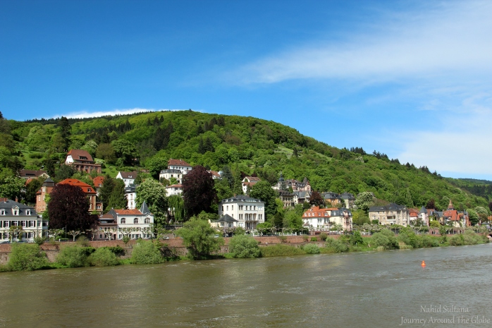 River Necker and its bank in Heidelberg, Germany