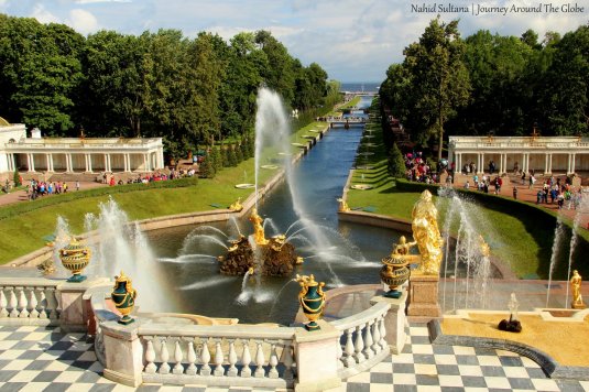 Looking over Peterhof Garden from the terrace - St. Petersburg, Russia