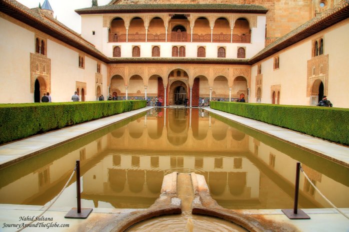 "Court of the Myrtles" of Nasrid Palace in Alhambra - Granada, Spain