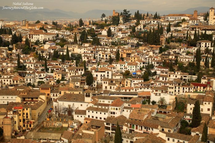 Another stunning view of the whole city of Granada in Spain from Alhambra